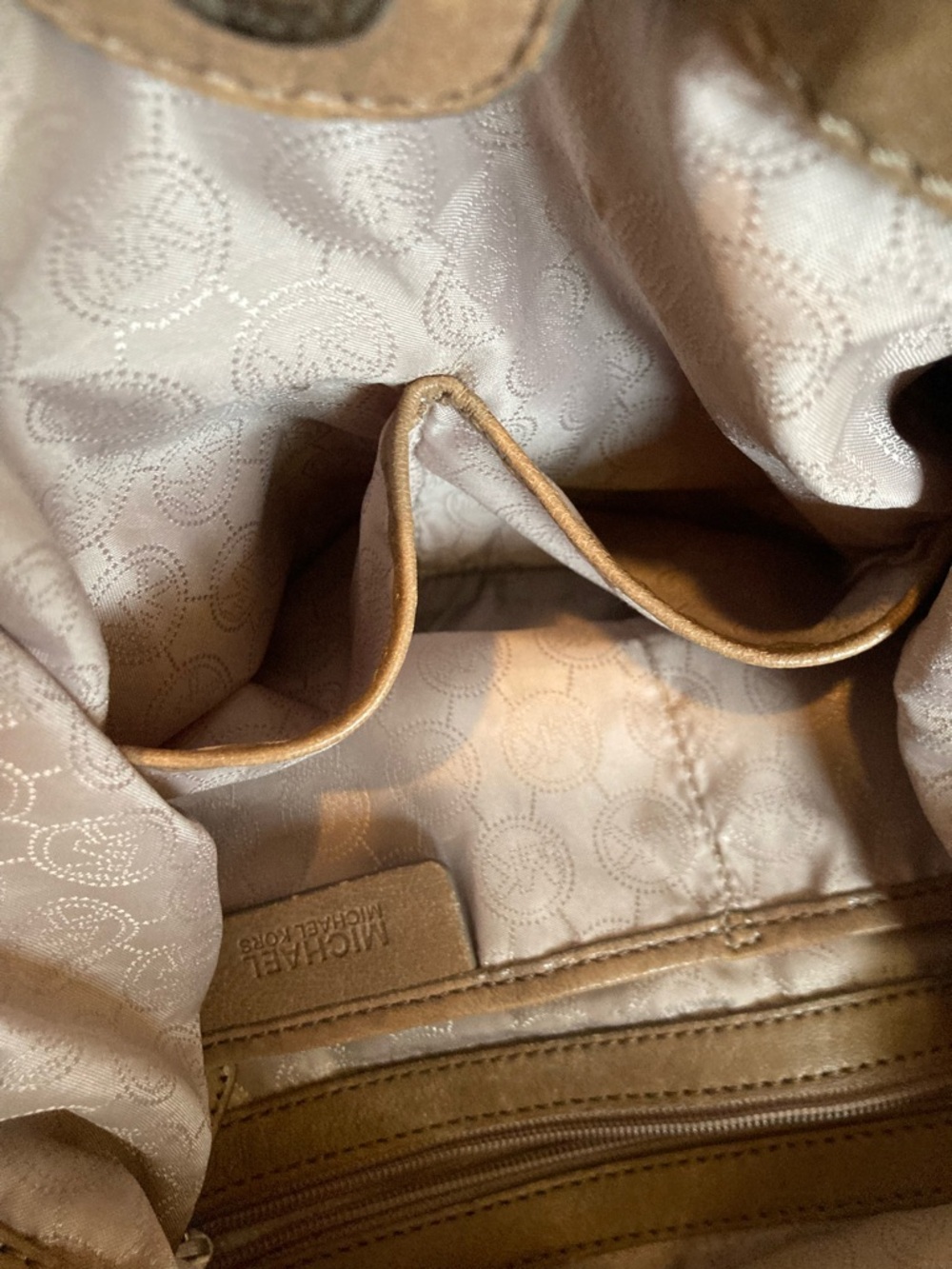 Michael Kors Tan Leather Shoulder Satchel Bag, Front Flap with Crossbody Strap - Picture 12 of 16